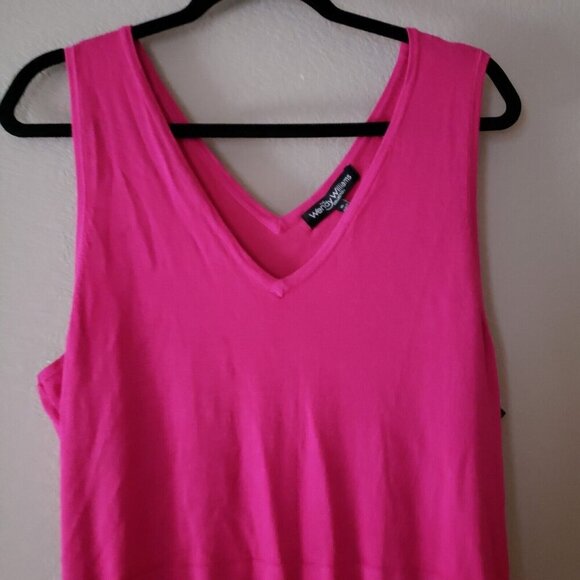 Wendy Williams Collection Fuscia Pink Sleeveless V Neck Sweater Dress Size Large - Picture 3 of 7